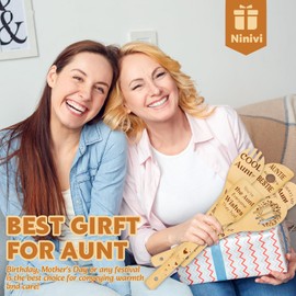 Aunt Gifts from Niece and Nephew, Wooden Spoons for Auntie Gift Ideas, Best Aunt Ever Gifts, Aunt Birthday Gifts, to be Aunt, Mother's Day Gifts for Auntie, 5pcs Kitchen Bamboo Cooking Spoons