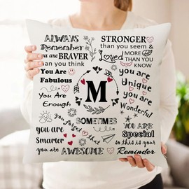 HKTNGEX Inspirational Throw Pillow Cover Gift,26 Letter Initial Alphabet A-Z Cushion Cover Pillowcase For Daughter Son Sisters Friends Colleague Birthday Christmas Graduation Reminder Home Decor (M)