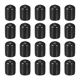 DMiotech 20 Pack 1/2" ID Black Screw Thread Protectors Rubber End Caps Bolt Covers for Screw Bolt Furniture Pipe