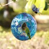 Topadorn Bird Feeder Fly Through Mosaic Round Stained-Glass Birdfeeder, Outdoor