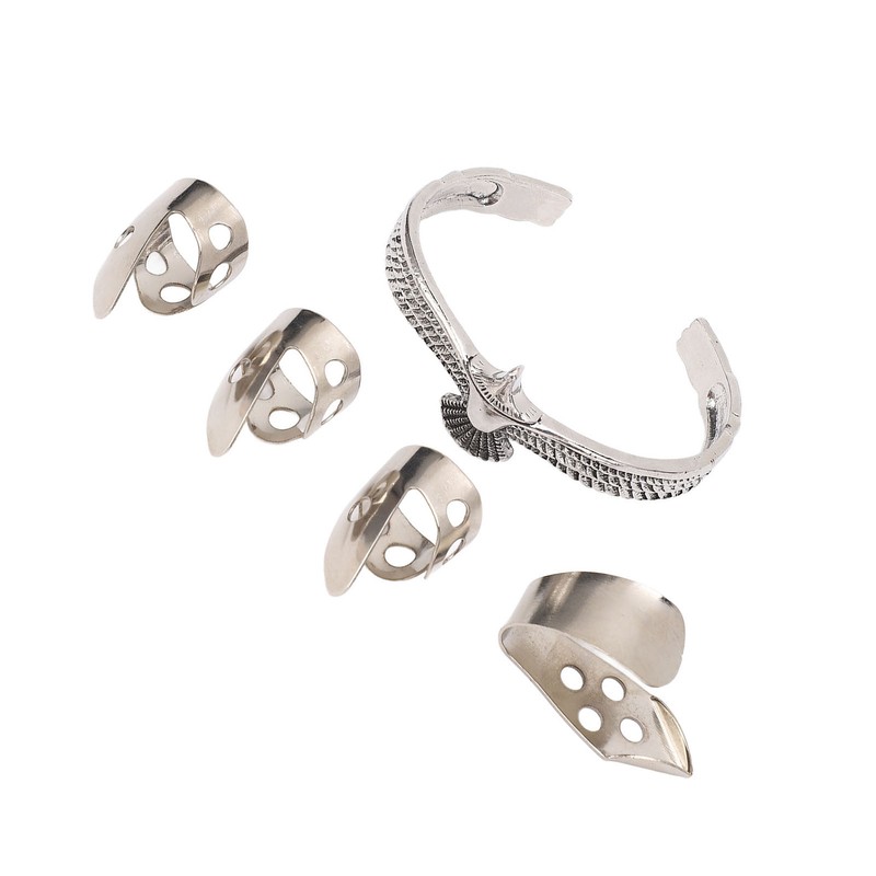 Guitar Pick Set with Alloy Bracelet Stainless Steel Finger Thumb