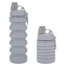 MAKERSLAND Collapsible Water Bottle for Adults, Boys, Students, Kids, Reusable Silicone Foldable Water Bottles for Travel Camping Hiking, Portable Sports Water Bottle, Gray