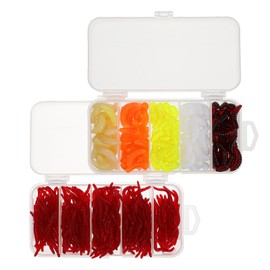 LIQWEI Pack of 350 Bait Worms, Artificial Bait Worms Fish, Bait Rubber Fish Artificial Worm Artificial Earthworm Soft Bait Set for Fishing on Sturgeons Bass Trout