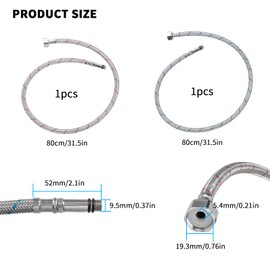TOOINKCV Flex Hose 3/8 Inch, Pack of 2 Tap G3/8 x M10 Tap Hose Extension, Stainless Steel Braided Connection Hose, Reinforced Hose 80 cm, Flex Hose Extension for Mixer Tap