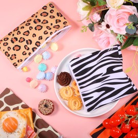 Paterr 4 Pcs Sandwich Bag Reusable Zipper Snack Bags Washable Food Safe Lunch Bags for Kids Students Adults Food (Animal)