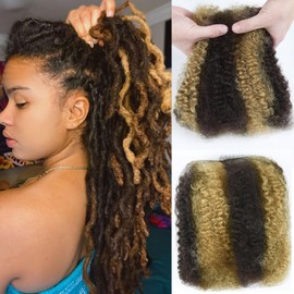 Afro Kinkys Bulk Human Hair for Braiding 12 Inch 50g Afro Kinky-Curly Human Hair Bulk for Twist 4C Curly Dreadlock Extensions for Permanent Sister Locs/Mini Twists/Braids/Repair Highlight P427