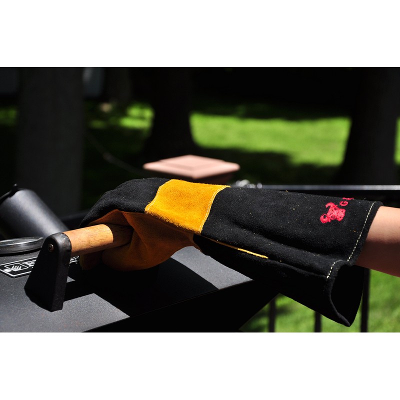 14.5" Long Premium Leather Gloves, BBQ gloves, Grill and Fireplace