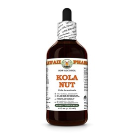 Kola Nut (Cola Acuminate) Dry Whole Nut Glycerite, Made in Hawaii, All Natural, Vegan, Lab Tested Alcohol-Free Liquid Extract - 4 fl.oz