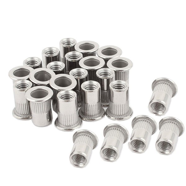 RUOFENG 304 Stainless Steel M8 Silver Tone Knurled Rivet Nut Rivets 30pcs