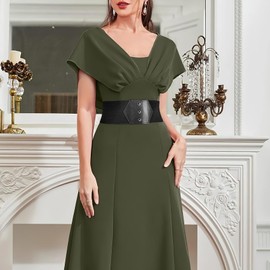 WHIPPY Women Wide Elastic Belts for Dress Snap-Button Stretch Corset Belt Ladies Stretchy Waistband Black Silver Buckle L