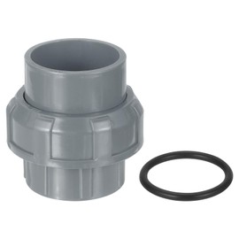 sourcing map PVC Union Pipe Fitting, 1Pcs 1-1/2" PVC Slip Union Coupling Adapter with O-Ring, Slip Socket Port Connection for Swimming Pools and Outdoor Plumbing Applications (Grey)