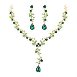 EleQueen Women's Teardrop Crystal Necklace Earrings Set, Jewellery Set for Wedding Dress Costume Accessories, Crystal Alloys, Crystal