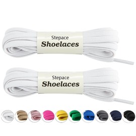 Stepace [2 Pairs] Flat Elastic Shoe Laces for Sneakers 31"-63" Length 11 Colors Stretch Shoelaces White 120