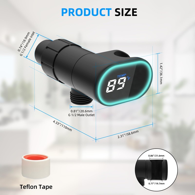 Hibbent Upgraded Metal Shower Head Holder with LED Display Shower