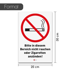 iSecur Hin_831 Sign with German Text "Rauchchen verboten und Zigarette lighten" [German Language] 20 x 30 cm Hard Foam Board