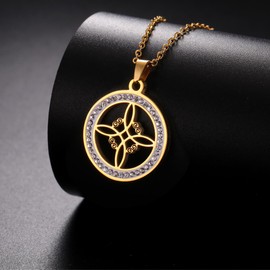 Collar Nudo de Bruja Mujer – Amuleto Celta Protección y Magia – Joyería Wicca Mística Esotérica – Acero Inoxidable – Collar Espiritual Regalo Pagano (dorato)