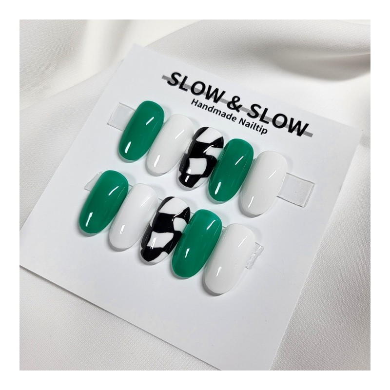 [Sl&Sl Nail Tip] Checkerboard Nail – Coffin / [슬앤슬네일팁] 체커보드