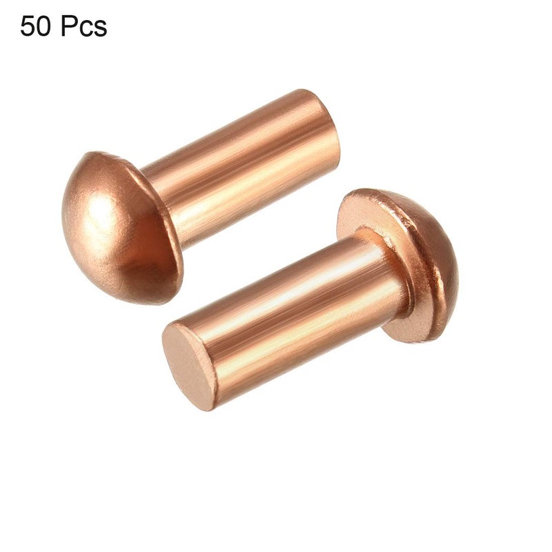 sourcing map 50 Pieces 13/64" x 15/32" Copper Round Head