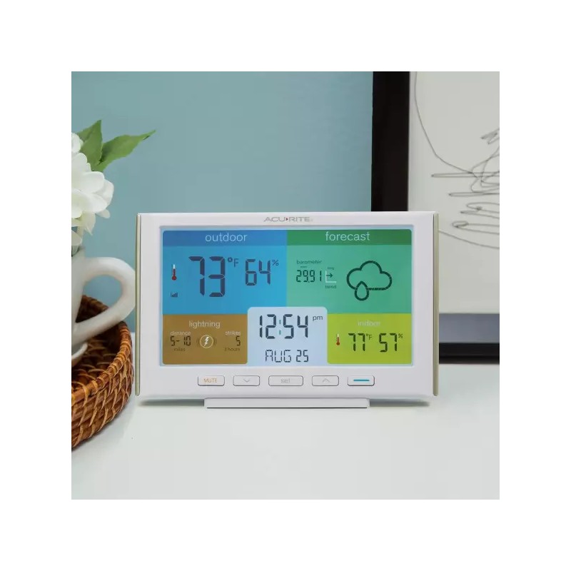 AcuRite 내장 기압계(01071) 흰색을 이용한 실내/외 온도 및 습도 번개