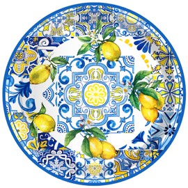 BHNACIER 24PCS 9'' Capri Lemon Party Paper Plates Lemons Party Decoration Lemons Paper Plates Tiles Lemons Disposable Plates British Paper Plates for Capri Lemon Party Supplies