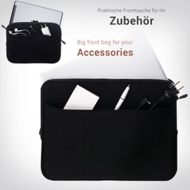 honju Tablet-Mappe Darkroom (Tablet-Tasche für Geräte von 9,7 bis 11 Zoll, Neopren, Außentasche mit Reißverschluss für Zubehör) - schwarz