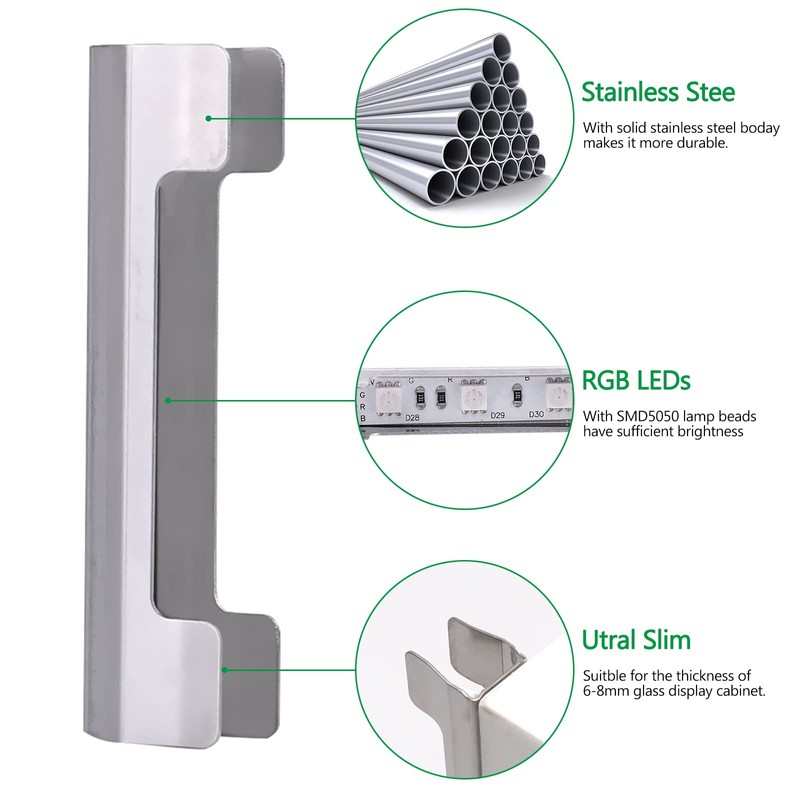 AIBOO LED Glass Shelf Lighting Kit for Glass Edge Back