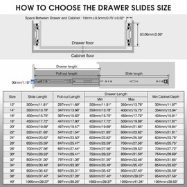 SHUHANG 1 Pair 185 lb Load Capacity Heavy Duty Locking Drawer Slides 12 14 16 18 20 22 24 26 28 30 32 34 36 38 40 Inch Full Extension Ball Bearing Side Mount Rail with Lock Industrial Tool Box Runner