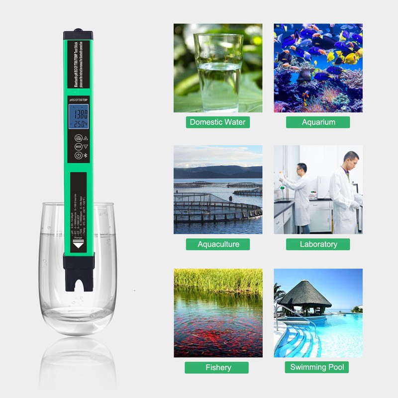 5-in-1 Digital pH Meter Water Quality Tester Smart BT pH/EC/TDS/CF/Temp