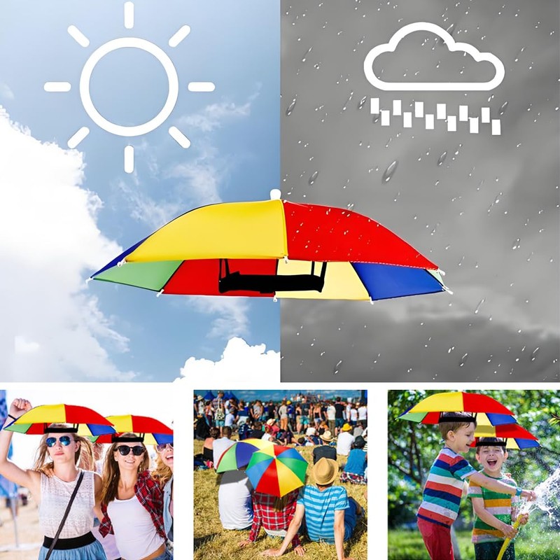 WZHHDM 3Pcs Umbrella Hats, Head Umbrella with Elastic Bands Fishing