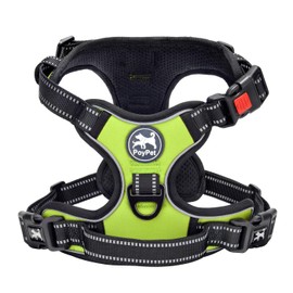 PoyPet No Pull Dog Harness, No Choke Front Lead Dog Reflective Harness, Adjustable Soft Padded Pet Vest with Easy Control Handle for Small to Large Dogs(Green,M)
