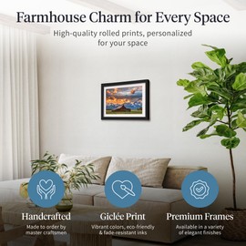 Fine Art Canvas Farmhouse Moulton barn sunset fire Wall Decor by Artist Darren White Photography for Living Room, Bedroom - Ready to Hang - Framed Print (Classic) - 20 in. X 15 in, Classic Black