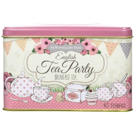 New English Teas Pink Tea Party Tea Tin with 40 English Breakfast Teabags