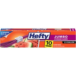Hefty Slider Jumbo Storage Bags, 2.5 Gallon Size, 10 Count (Pack of 9), 90 Total