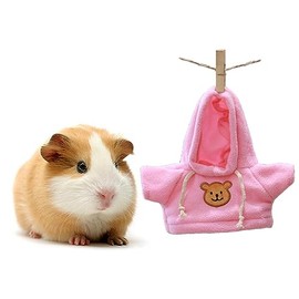 HanryDong Guinea Pigs Costume, Hoodie Shirt with Hat, Small Animal Cute Cloth for Real Pets, Cute Small Ferret Rat, Squirrel, Mini Holiday Party Clothes, for Fun, Photos, Red/Pink/Blue (pink)