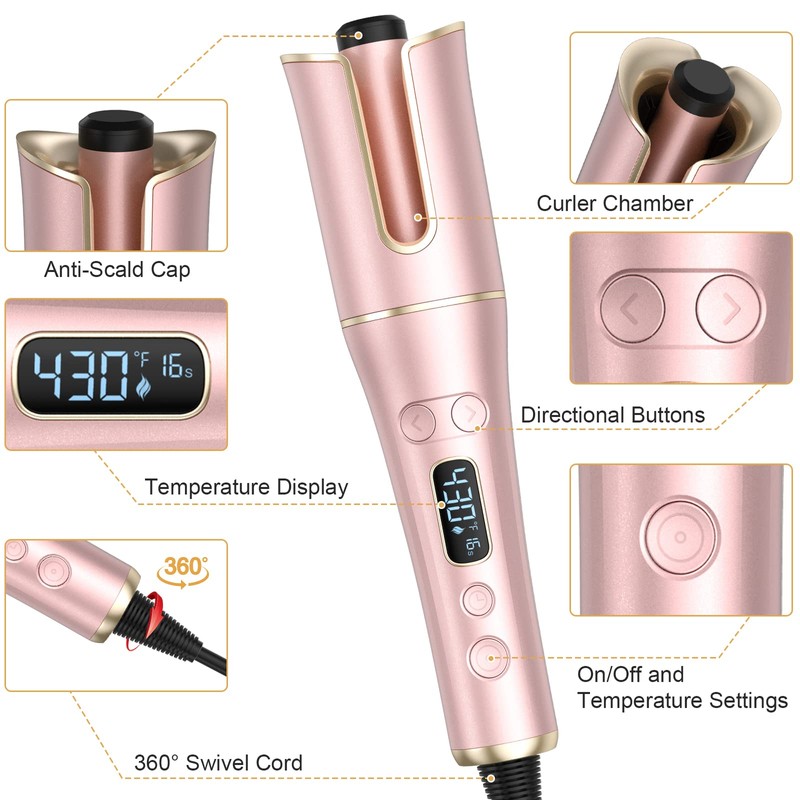 Automatic Curling Iron, Auto Hair Curler Wand with 4 Temperatures