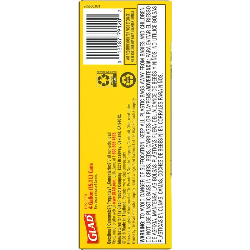 Glad Small Kitchen Drawstring Trash Bags, 4 Gallon, Febreze Sweet