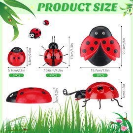 Hollowfly 10 Pcs Ladybugs Stones Garden Decor for Outside Metal Ladybugs Yard Art Lawn Ornaments 3 Size Lively Ladybug Holiday Yard Decorations Ladybug Gifts Mom Gifts Lady Bugs Yard Decorations