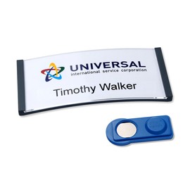 Badgepoint polar30 Name Badges (70 x 30 mm, 10 Signs with Magnet, Twist-Proof, with Print Sheet for Name Cards and Templates for Printing, Magnetic Name Tags for Clothes), Matte Stainless Steel