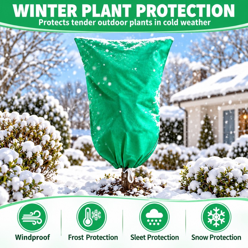 Drawstring Plant Frost Protection Covers for Outdoor Trees and Shrubs