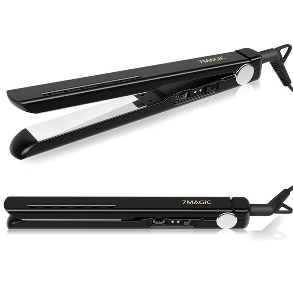 Nano Titanium Hair Straightener, Flat Iron with 5 Temps,1 Inch Ionic Dry-Wet Straightening Iron for All Hair Types, Dual Voltage MCH Hair Iron, for Fast Straightening, Travel, 1 Hour Auto Shut-Off