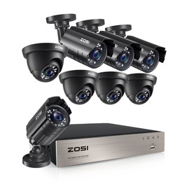 ZOSI 1080p Home Security Camera System Indoor Outdoor, 8 Channel 1080P HD CCTV DVR Recorder and 8 x 1080p Weatherproof Surveillance Bullet Dome Camera, Remote Access, Motion Detection (No Hard Drive)