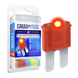 CARAX Glow Fuse - Premium Micro 2 Blade APT/ATR - 10 Pcs. Assortment Kit - LED Automotive Fuse When Blown - Smart Auto Easy Identification - Mix