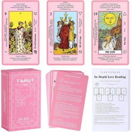 Pink Tarot Cards Deck Set for Beginners with Meanings On Them-Tarot Card with Guidebook-(Free Velvet Tarot Bag Pouch