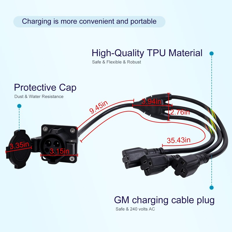 J1772 to Nema 5-15/5-20 Charger Adapter with 0.5M Cable （Charging