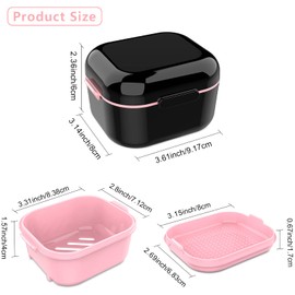 BVN Denture Bath Denture Case: Denture Cup for Soaking Dentures, Retainer Cleaner Case with Mirror, Mouth Guard Case, Aligner Case, Retainer Holder, Night Guard Case, False Teeth Container Black