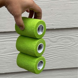WildCow 3" Grass Green Vet Wrap Tape Bulk, 12 Pack Cohesive Bandage Wrap, Self Adherent Grip Rolls