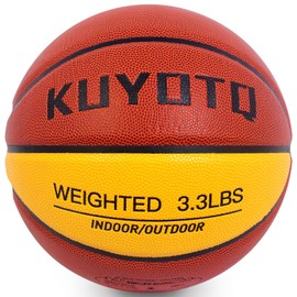 KUYOTQ 3.3lbs Weighted Basketball Composite Indoor Outdoor Heavy Trainer Basketball for Improving Ball Handling Dribbling Passing and Rebounding Skill | deflated, Size 7