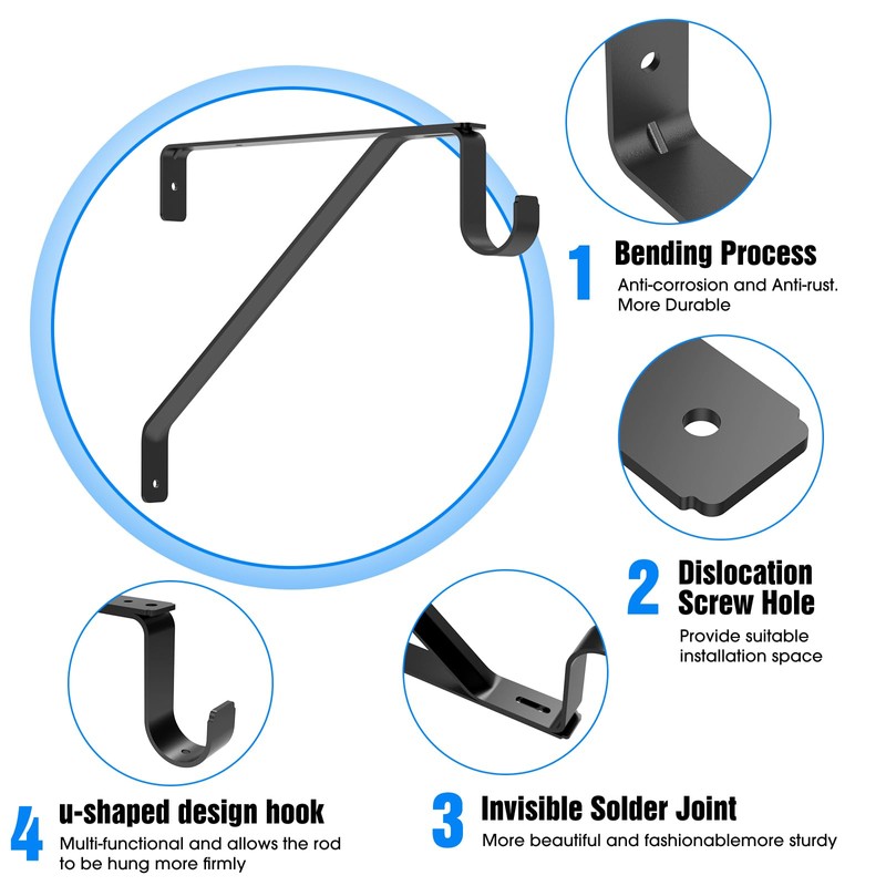 Pisman Adjustable Closet Rod Bracket Heavy Duty,Shelf Bracket with Rod