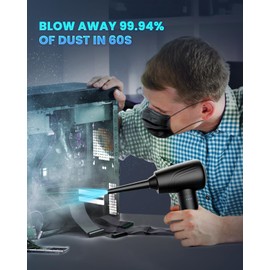 Compressed Air Duster for PC: JoyGeek 11 in 1 Electric Air Duster - 3-Gear Adjustable 120000 RPM Electric Air Duster with LED Light - 9000mAh Cordless Air Compressor for Office/Computer/Car