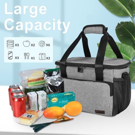 Gloppie Lunch Bags for Adults Lunch Bag for Men Lunch Box for Women Lunchbox for Work Lunch Cooler Bag Thermal LunchBag Reusable Lunch Bags Lunch Pail, Grey